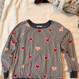 Secret Treasures Gray and Red Heart Sweater